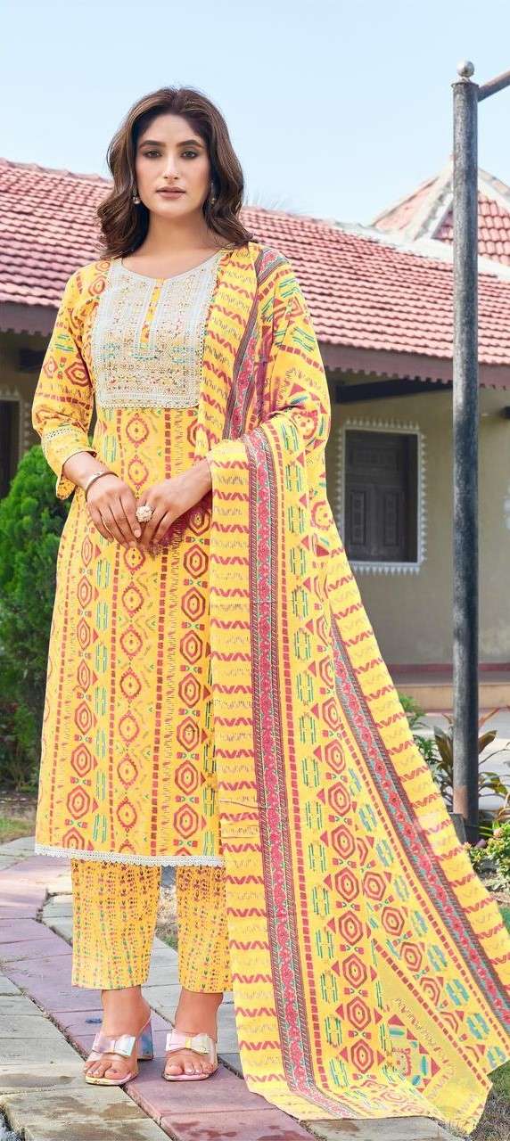 vitara fashion osian 1150-1153 series cotton kurti pant with dupatta wholesale set seller surat gujarat