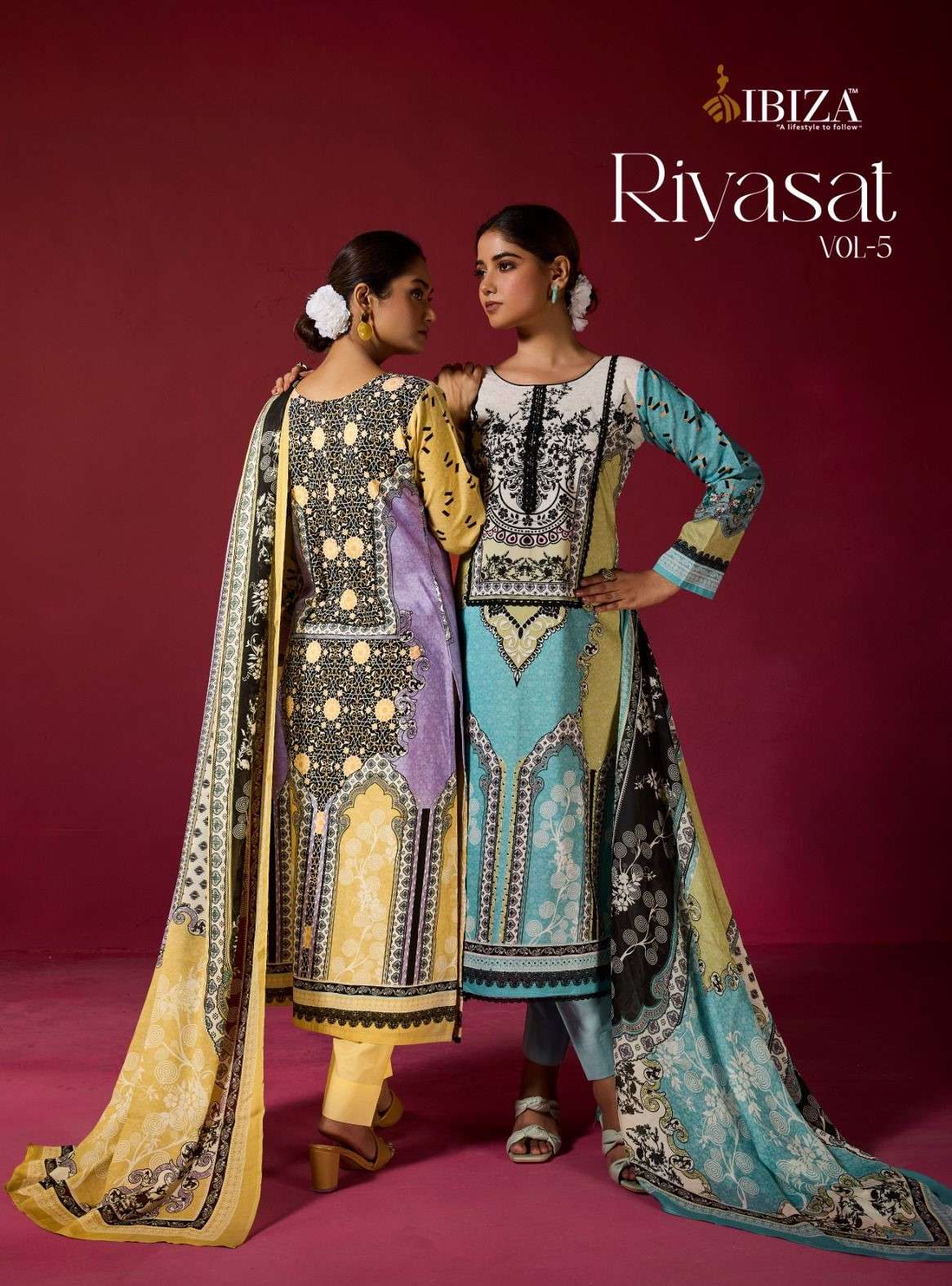 ibiza riyasat vol 5 15613-15616 series party wear lawn cotton salwar suits buy online seller surat 