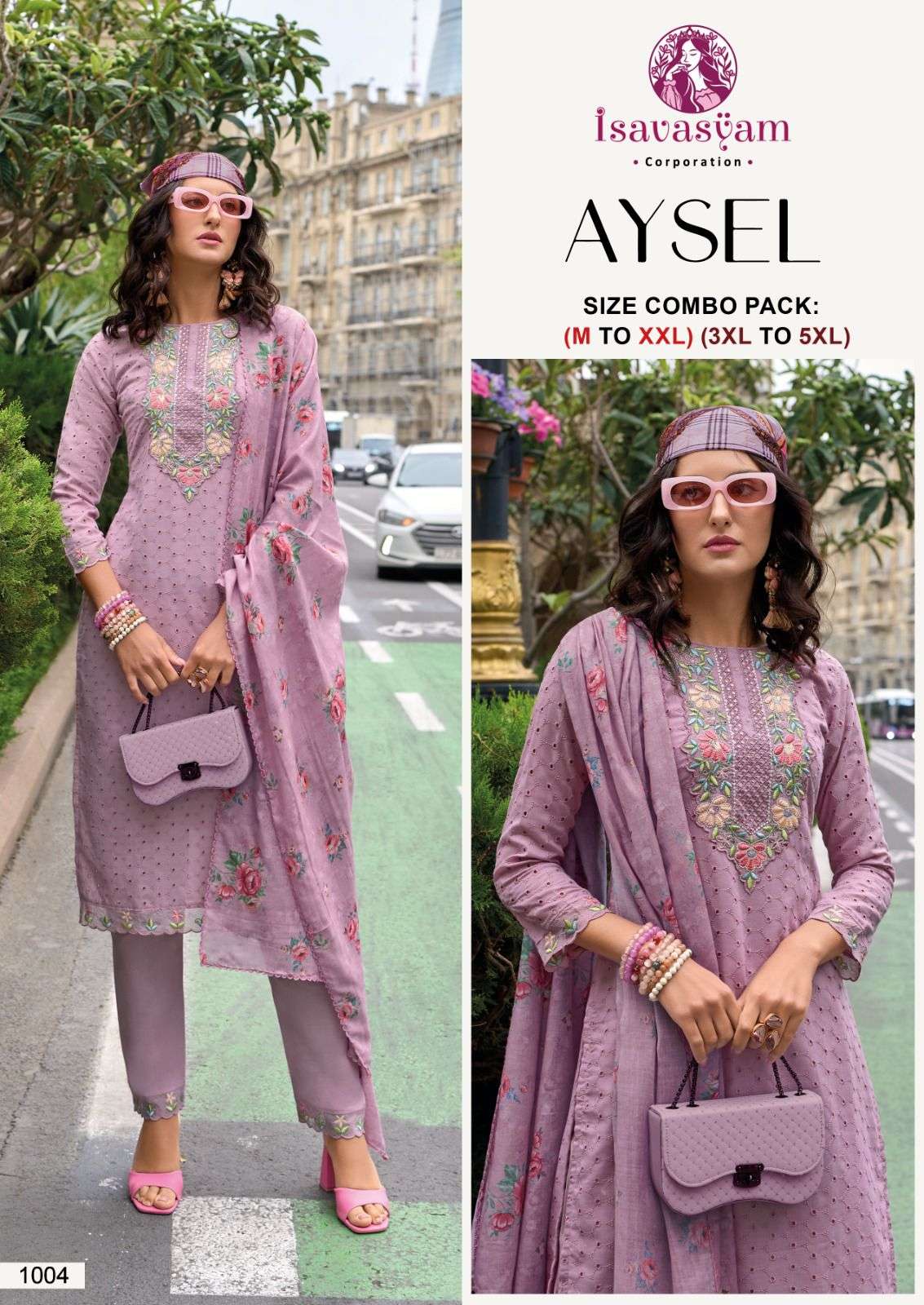 isavasyam corporation aysel 1004 design readymade designer cotton salwar suits set manufacturer surat gujarat 