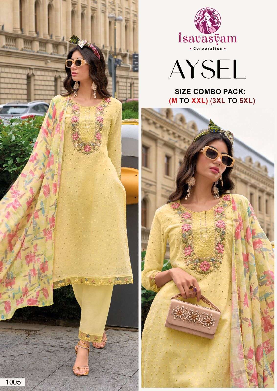 isavasyam corporation aysel 1005 design stylish look cotton salwar suits readymade collection surat gujarat 