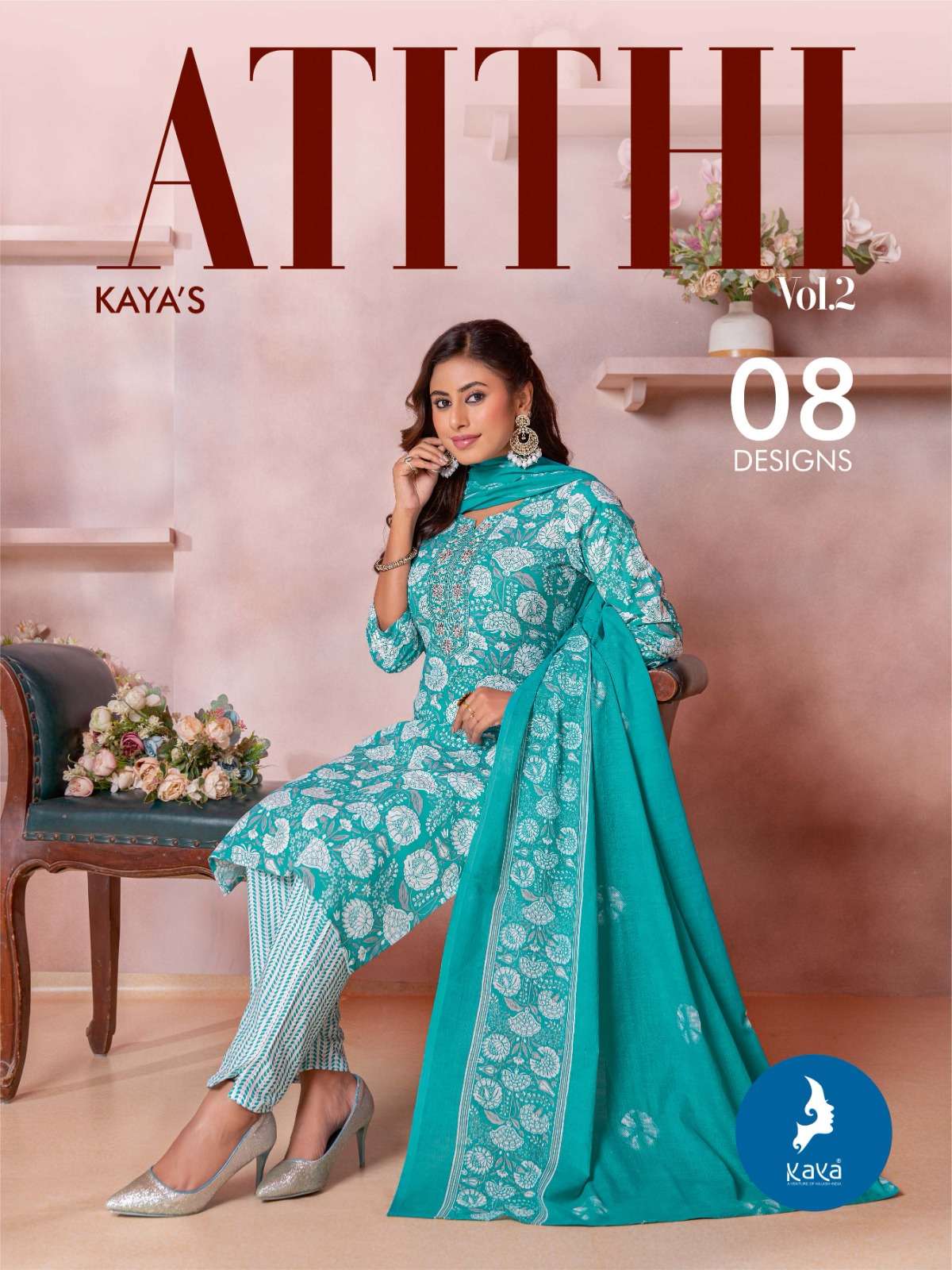 kaya atithi vol-2 201-208 series straight cut printed cotton kurtis catalogue wholesale collection surat gujarat 