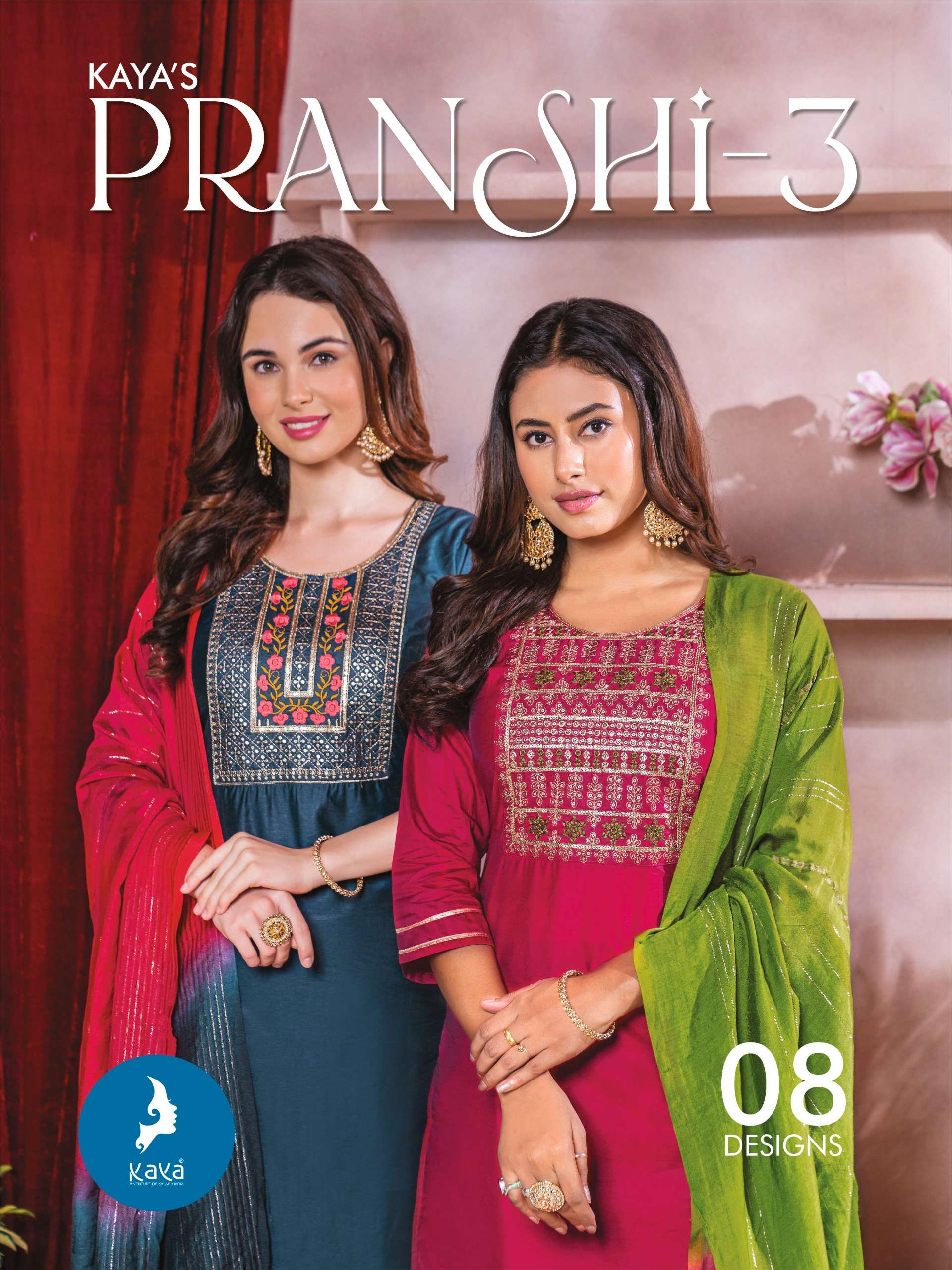 kaya pranshi vol-3 301-308 series chanderi silk designer top bottom with dupatta set wholesale dealer surat gujarat 