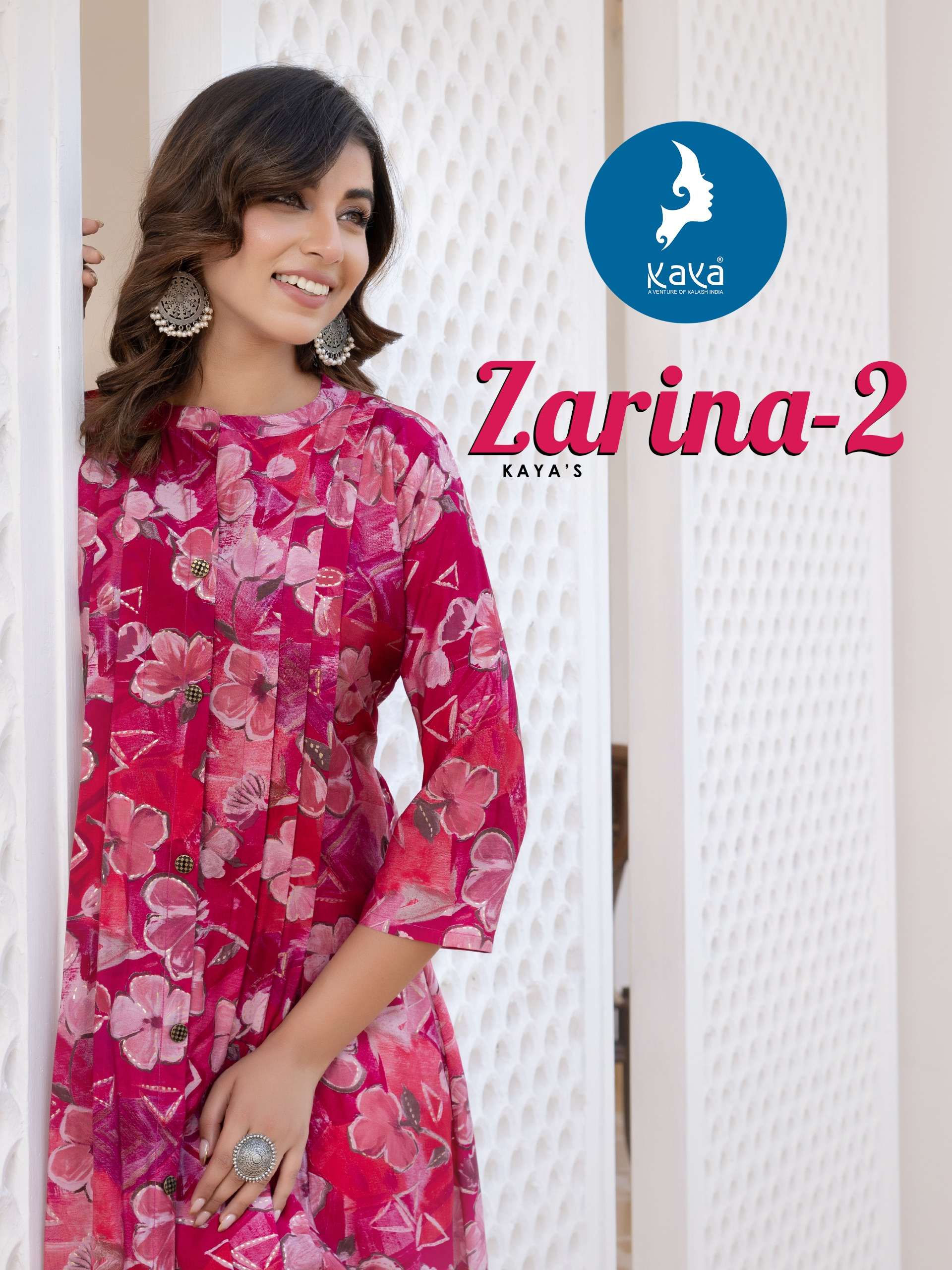 kaya zarina vol 2 01-08 series pure chanderi foil printed designer kurti catalogue wholesale price surat 