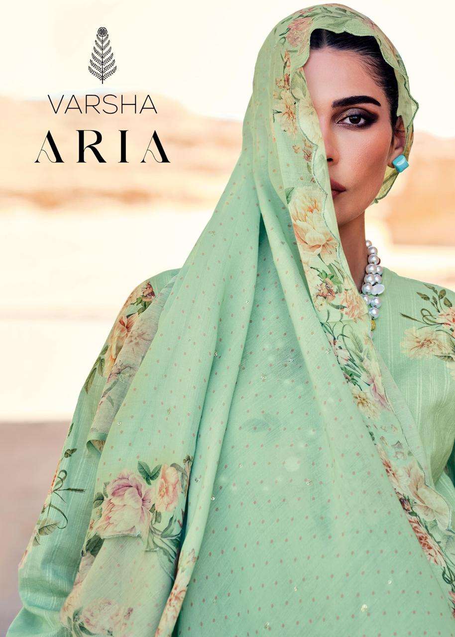 varsha fashion aria exclusive designer dress material latest catalogue wholesale price surat gujarat 