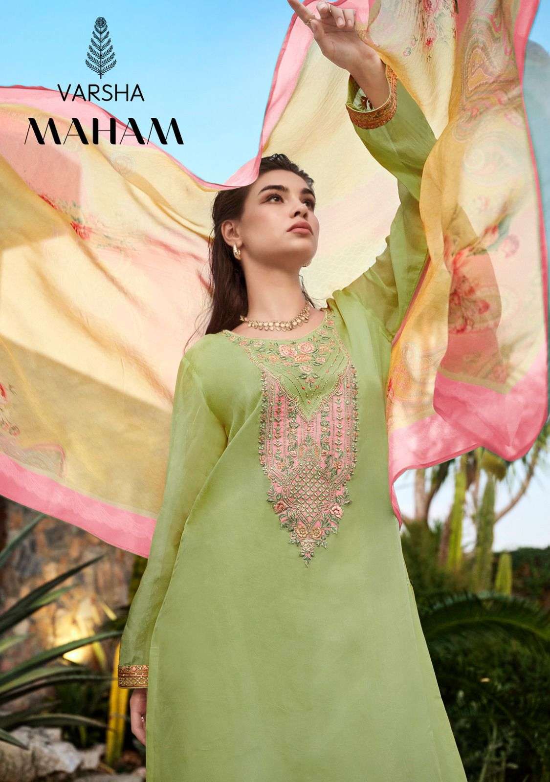 varsha fashion maham 71-74 series viscose muslin designer salwar kameez catalogue whoesale price surat gujarat 