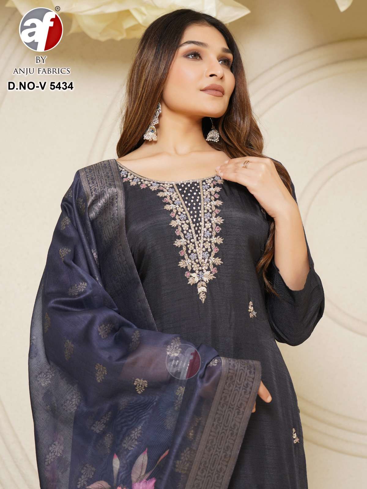 anju fabrics d.no 5434 party wear collection combo set wholesale price supplier surat