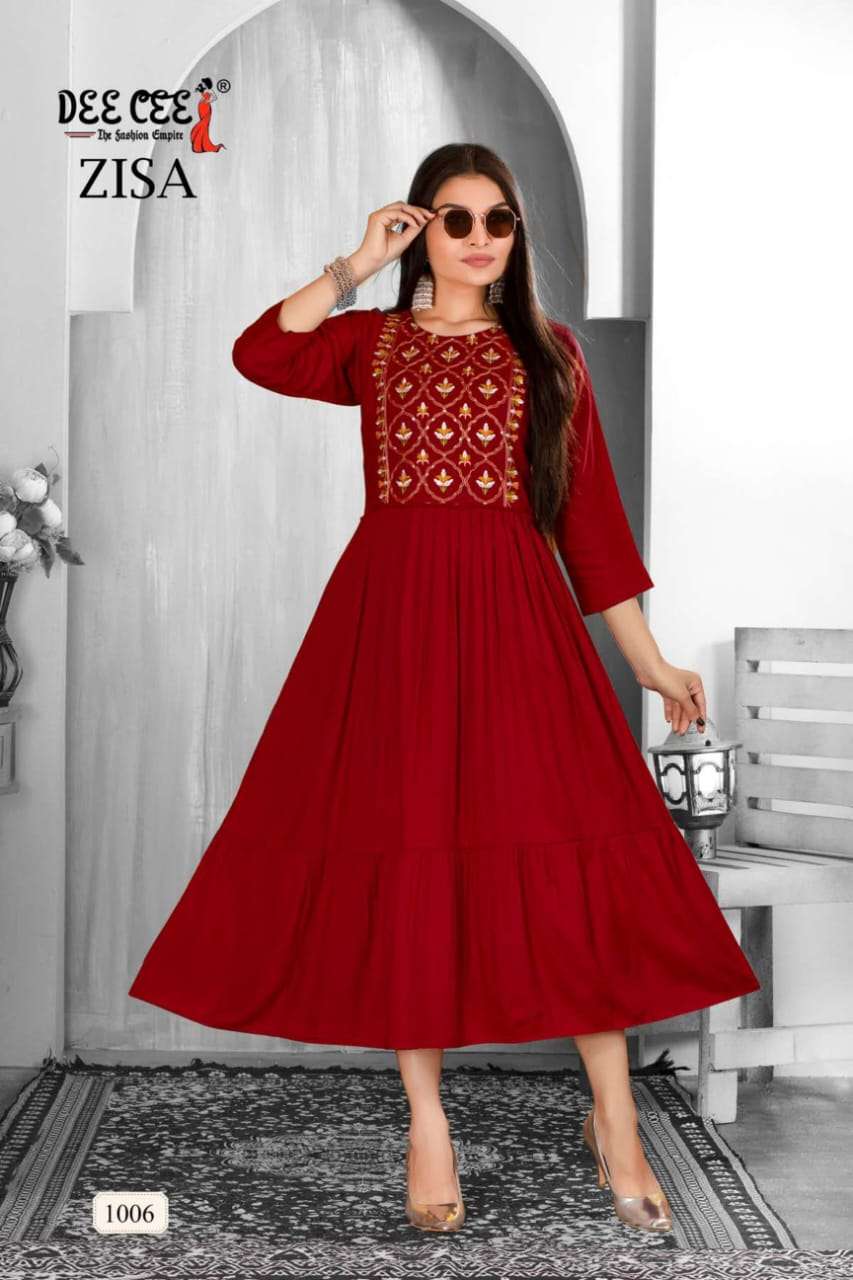 deecee zisa 1001-1006 series trendy designer long kurtis catalogue online best rate surat gujarat 