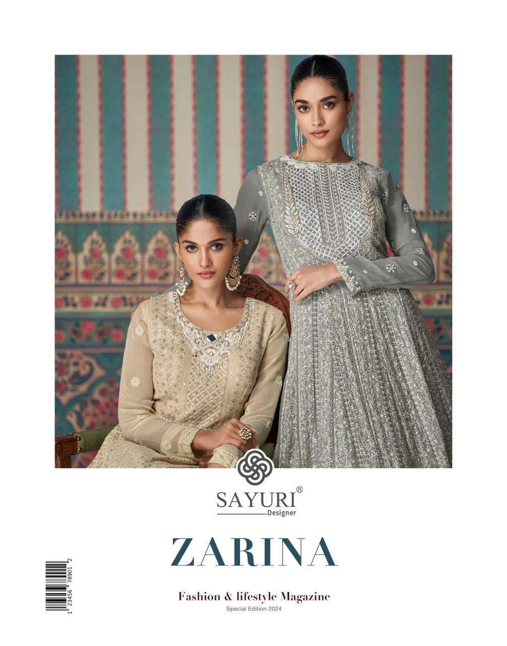 sayuri designer zarina exclsuive real georgette ready made chikankari gown collection 