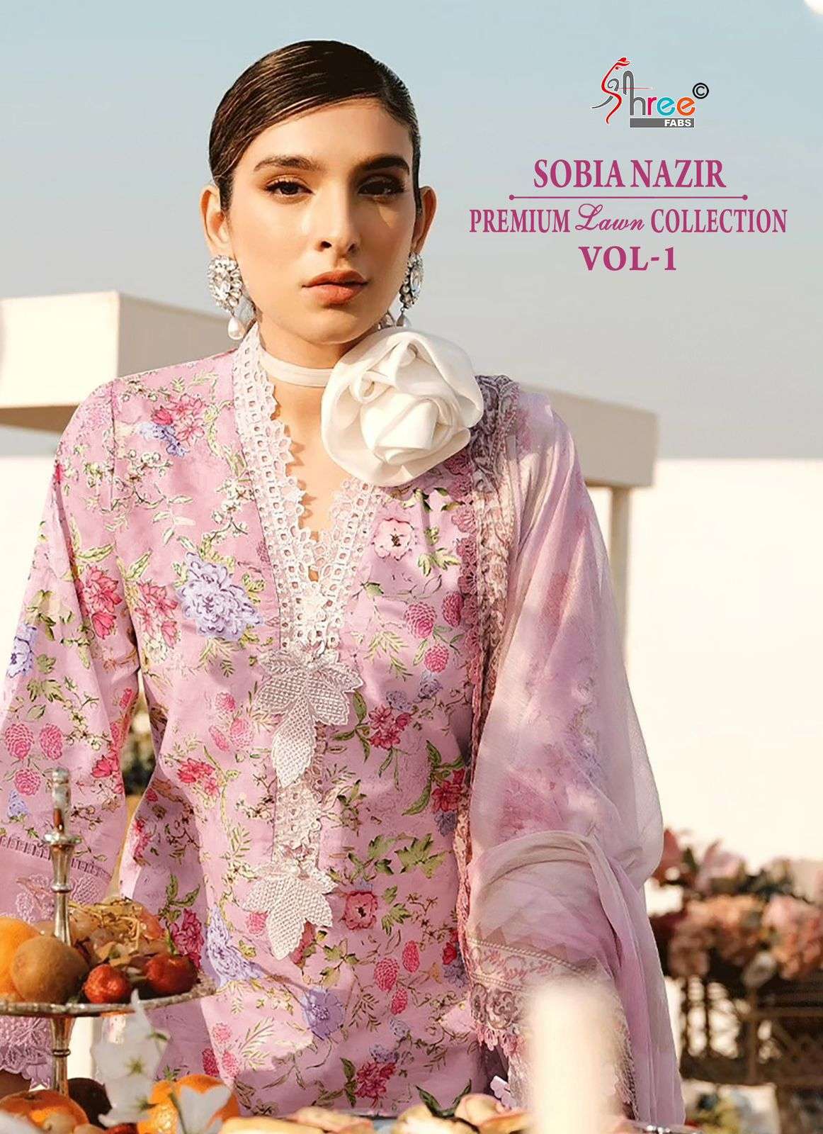 shree fabs sobia nazir premium lawn collection vol 1 3575 -3580 series designer cotton patch embroidred pakistani unstich suits at surat 