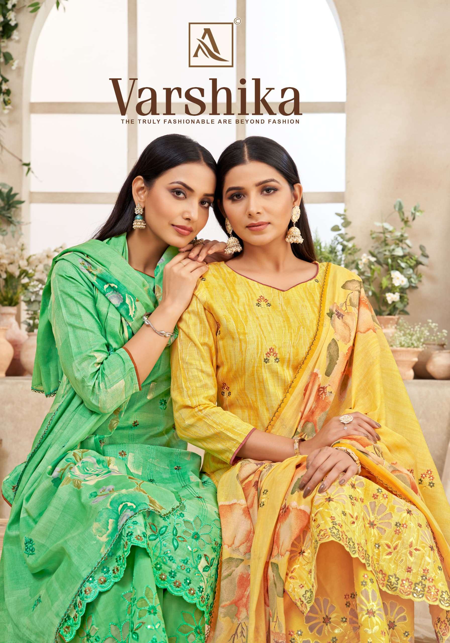 alok suits varshika pure cambric embroidered unstich salwar kameez wholesale price supplier surat