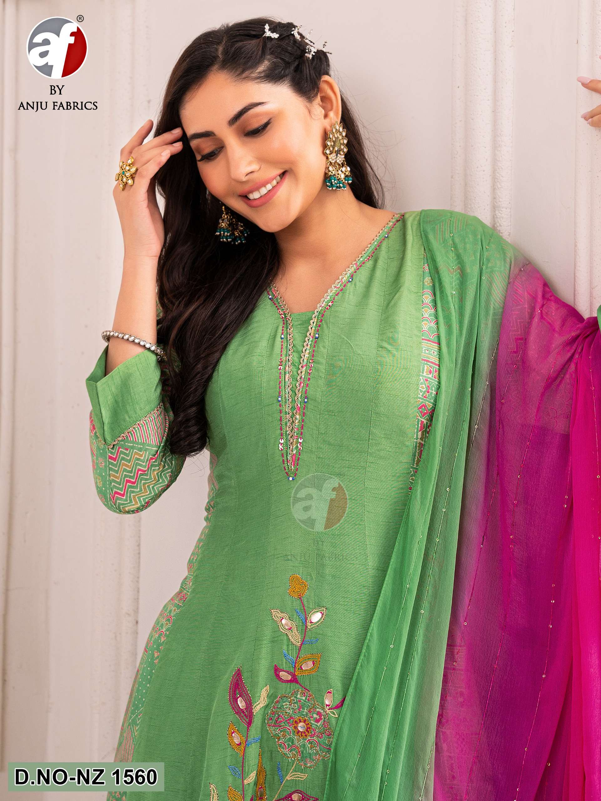 anju fabrics 1560 pure dola silk tulip pant with dupatta collection wholesale price supplier surat