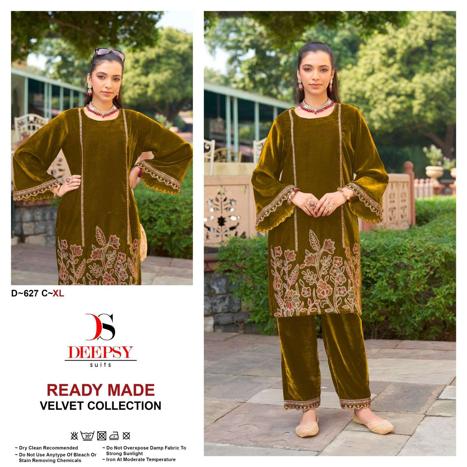 deepsy suits 627 colour series designer velvet embroidred party wear cord set collection surat