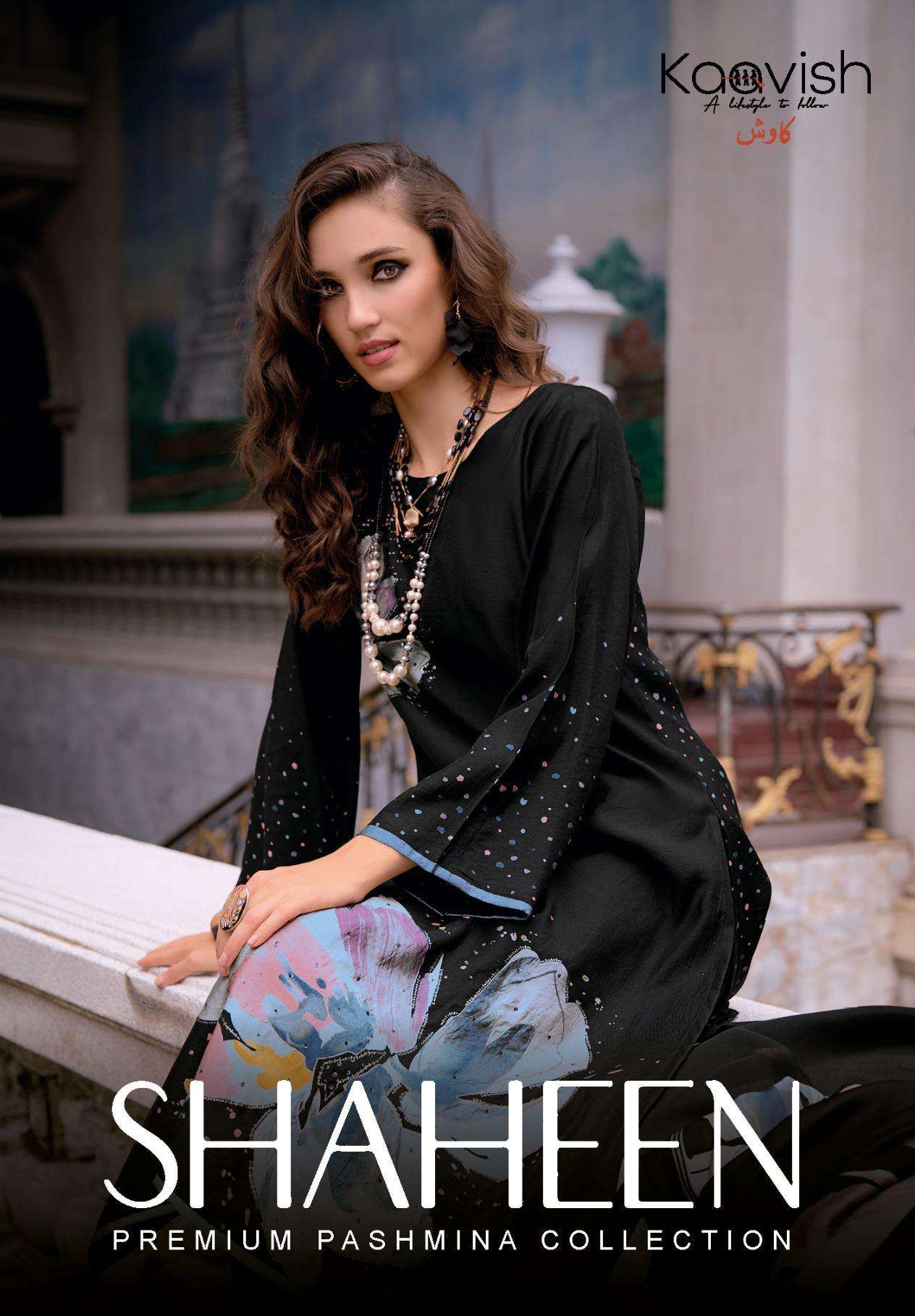 kaavish shaheen 1001-1004 series premium pashmina salwar kameez collection wholesale price surat