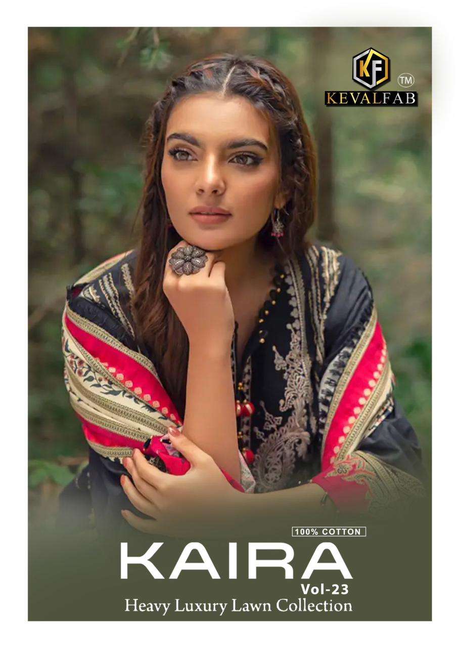 keval fab kaira vol-23 23001-23006 series heavy lawn cotton salwar kameez catalogue manufacturer surat 