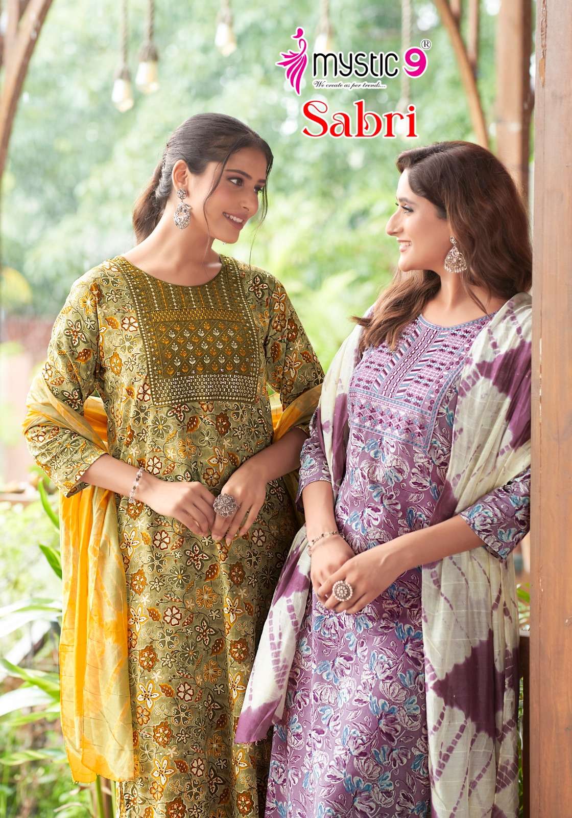 mystic 9 sabri vol 3 3001-3008 series designer premium reyon foil printed embroidred ready made suits wholesale price surat 