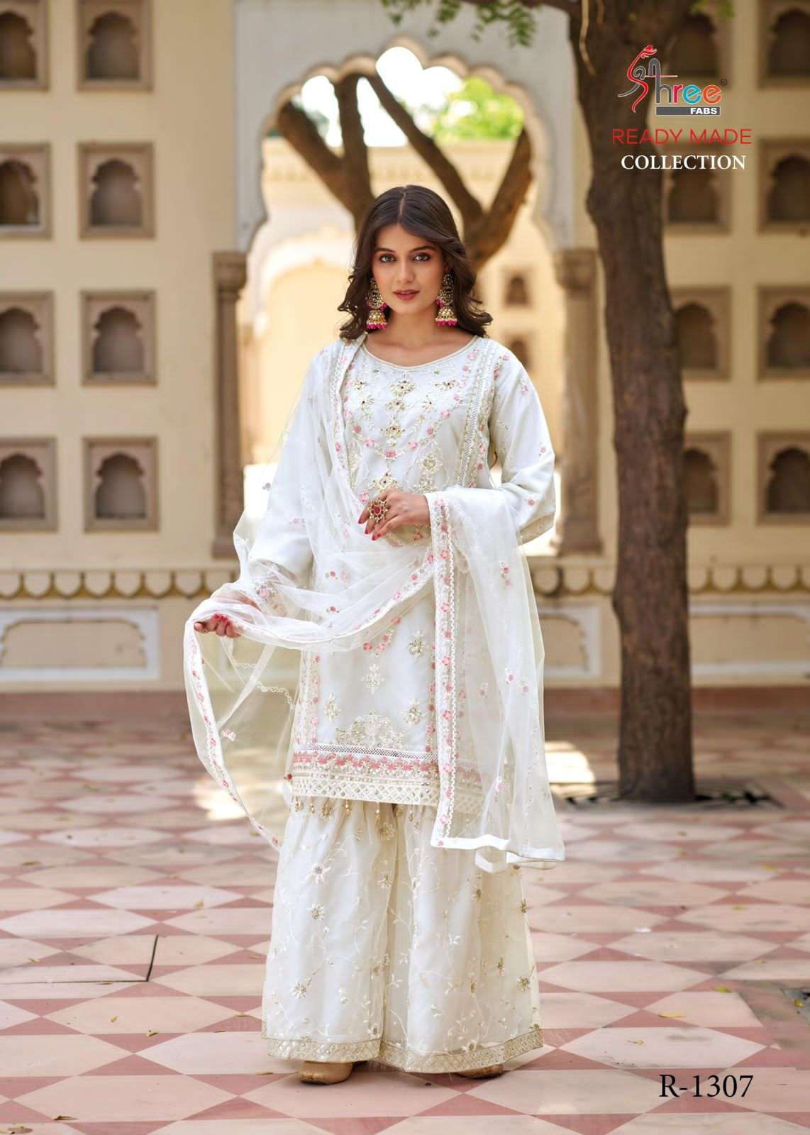 shree fabs 1307 colours pure organza embroidered readymade salwar kameez wholesale price surat