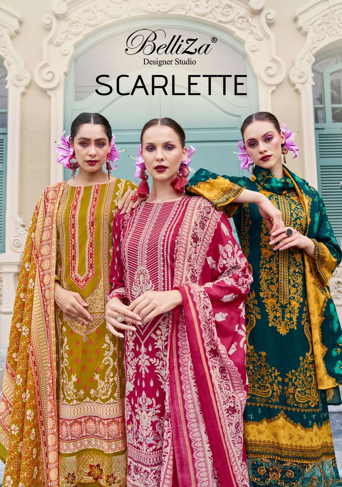 belliza designer studio scarlette cotton digital embroidred casual wear salwar kameez collection buy wholesalers 