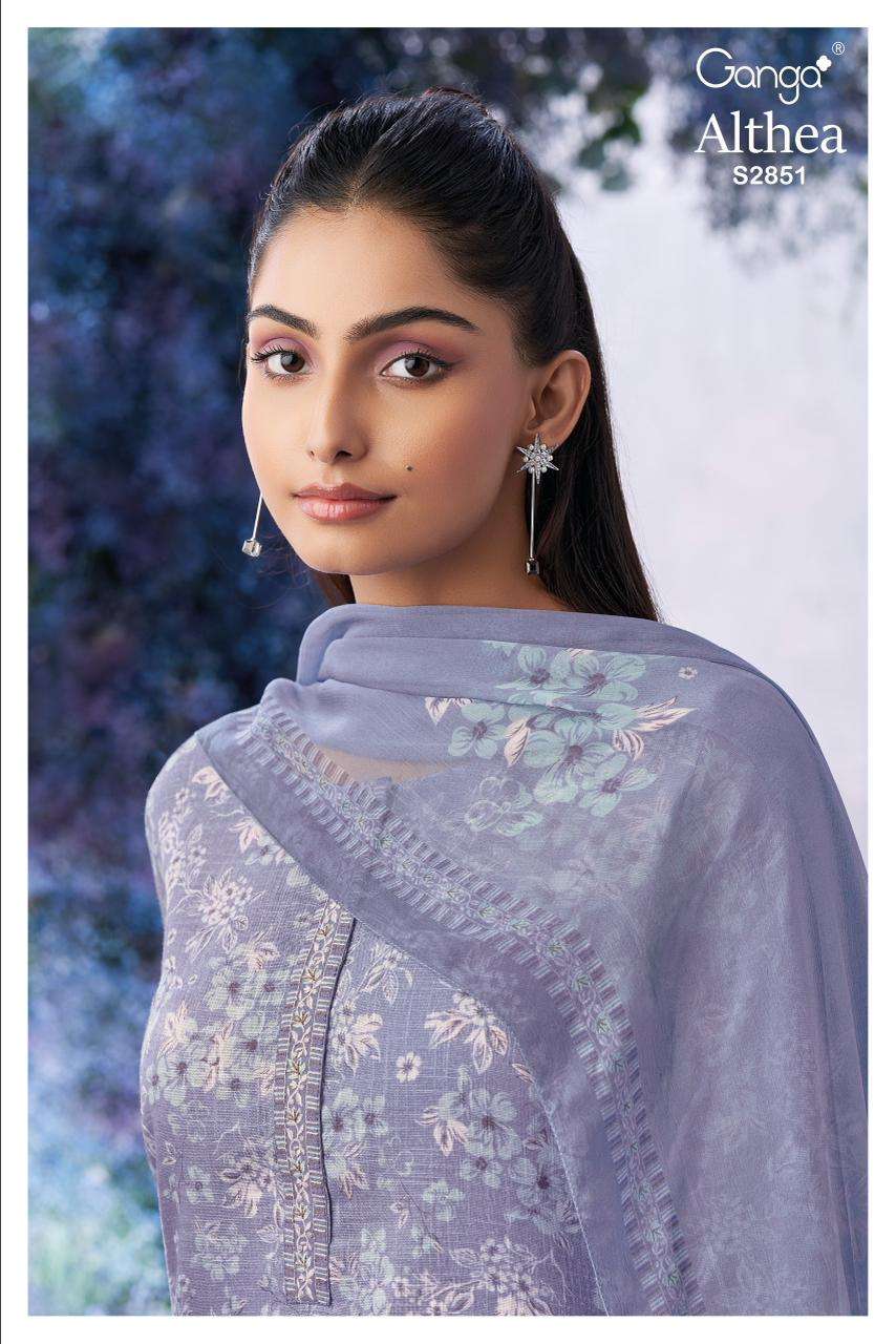 ganga althea 2851 series premium cotton silk salwar kameez catalogue manufacturer-surat gujrat 