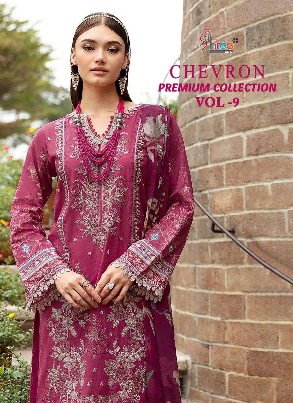 shree fabs chevron premium collection vol 9 3741-3748 series chiffon dupatta cotton salwar kameez collection 