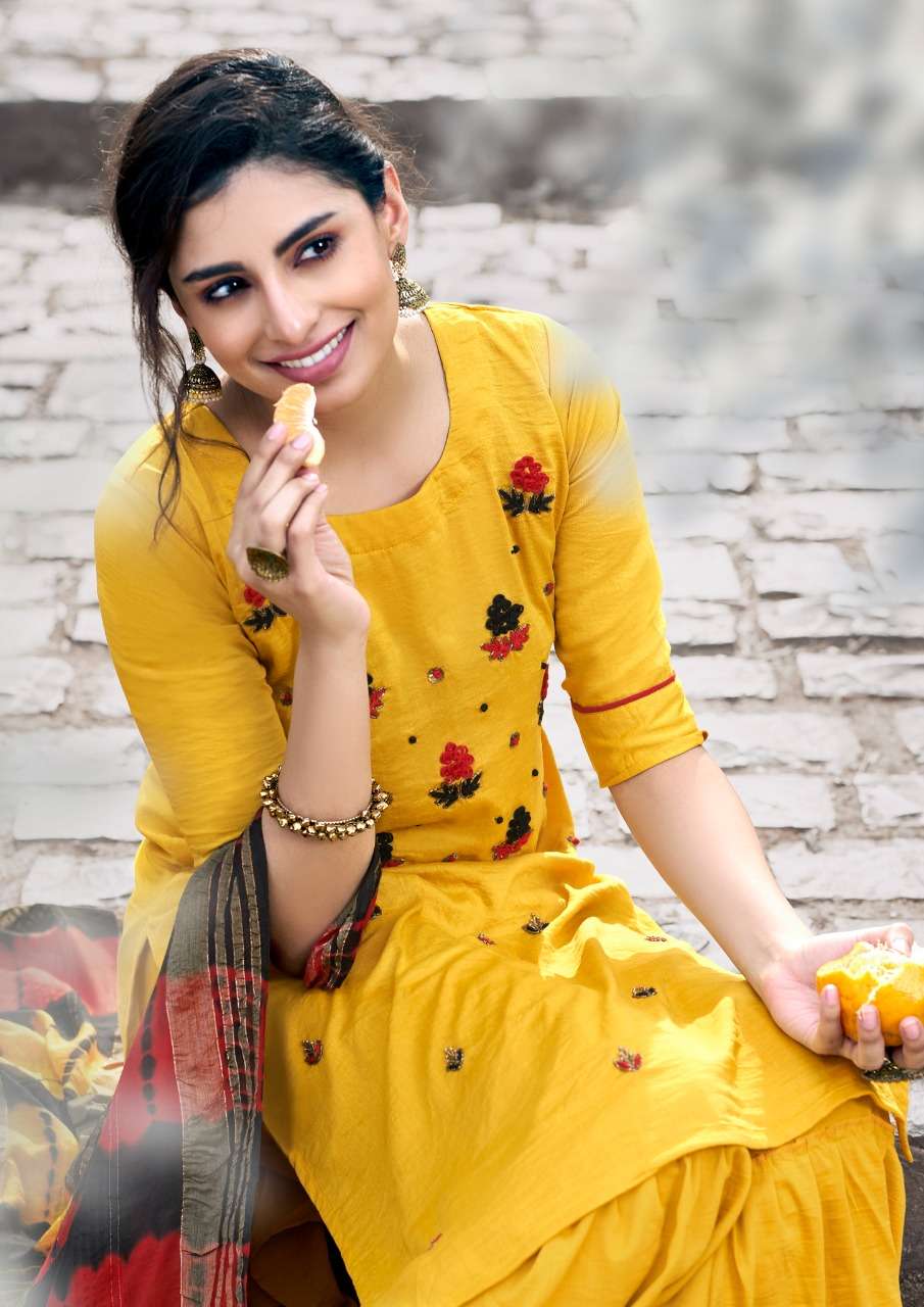 Yellow Colour Cotton Kurti With Beautiful Aari Embroidery Gives Attractive  Look To The Wearer. at Rs 1499 | Jammu| ID: 25251275030