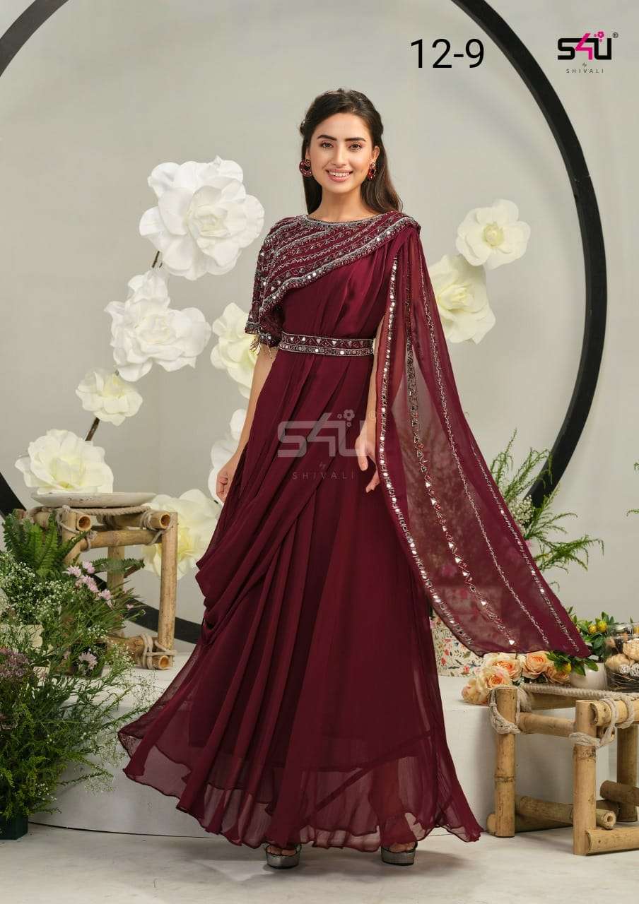s4u 12 9 party wear look maroon colour designer evening gown wholesale price surat 2022 07 23 19 06 54
