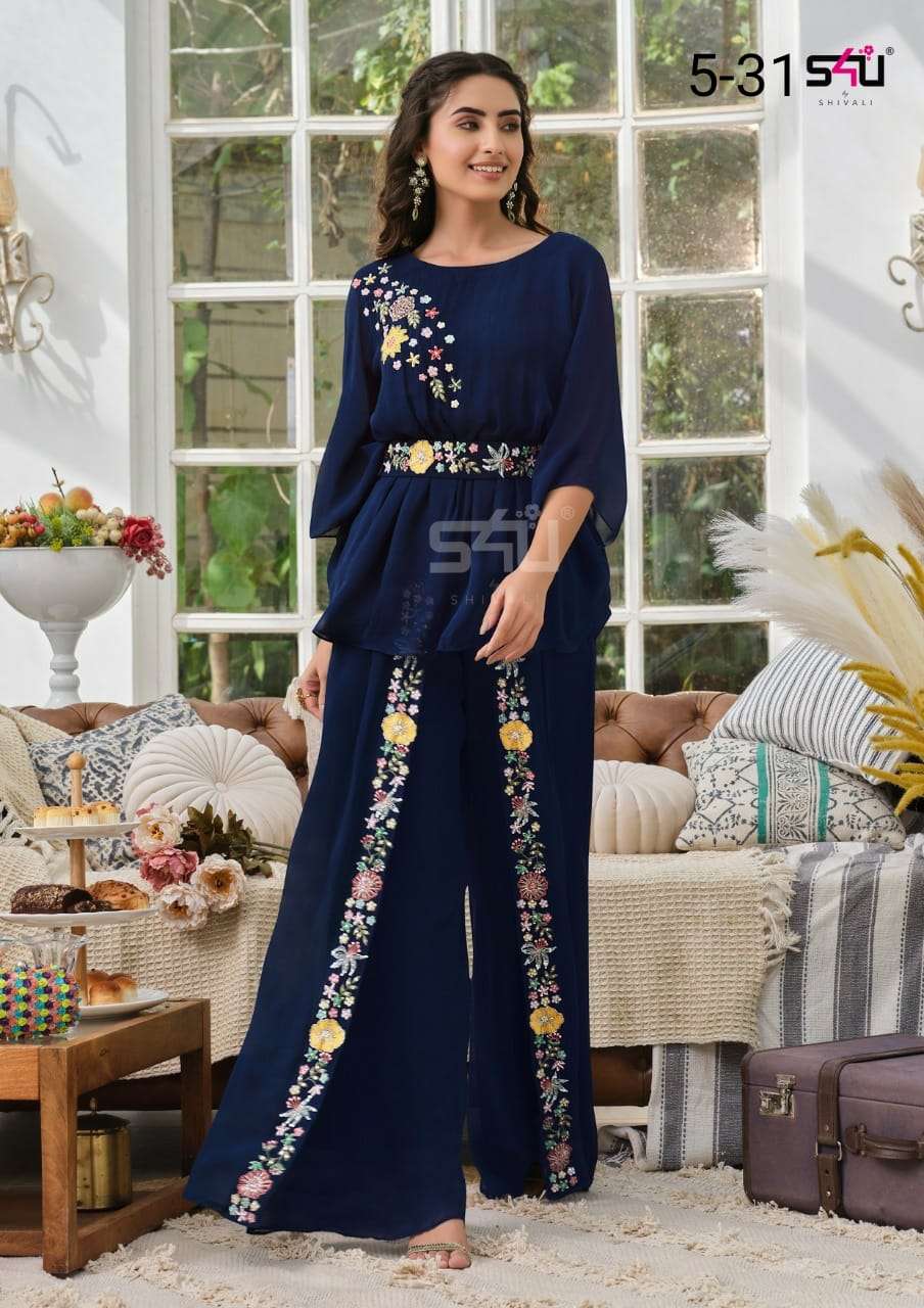Wedding Party Wear Designer Navy Blue Colour Gown - Shahi Fits