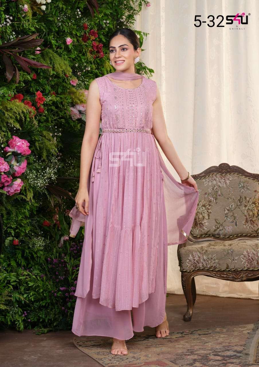 Light pink Georgette Gown Dress - GW0117