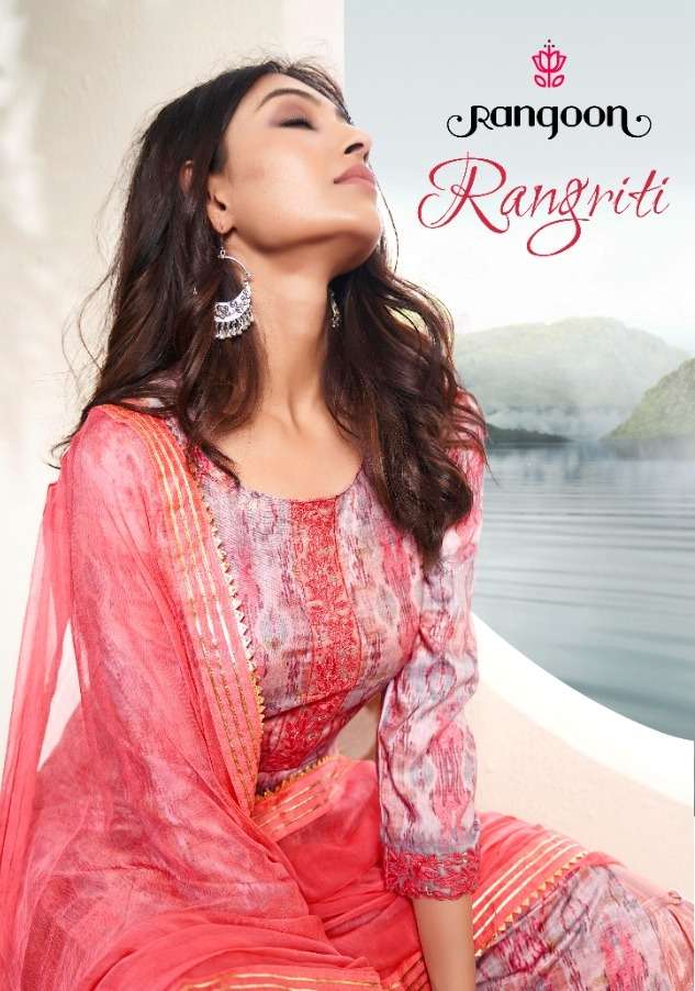 rangoon rangriti 3951 3954 series pure muslin jaqaurd designer kurtis wholesaler surat