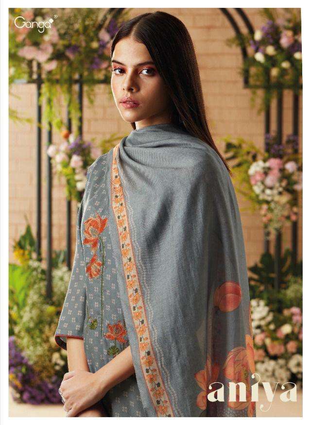 GANGA PRESENTS TIMELESS 1229-1234 SERIES PASHMINA DESIGNER WINTER SUITS  COLLECTION AT WHOLESALE PRICE N1208