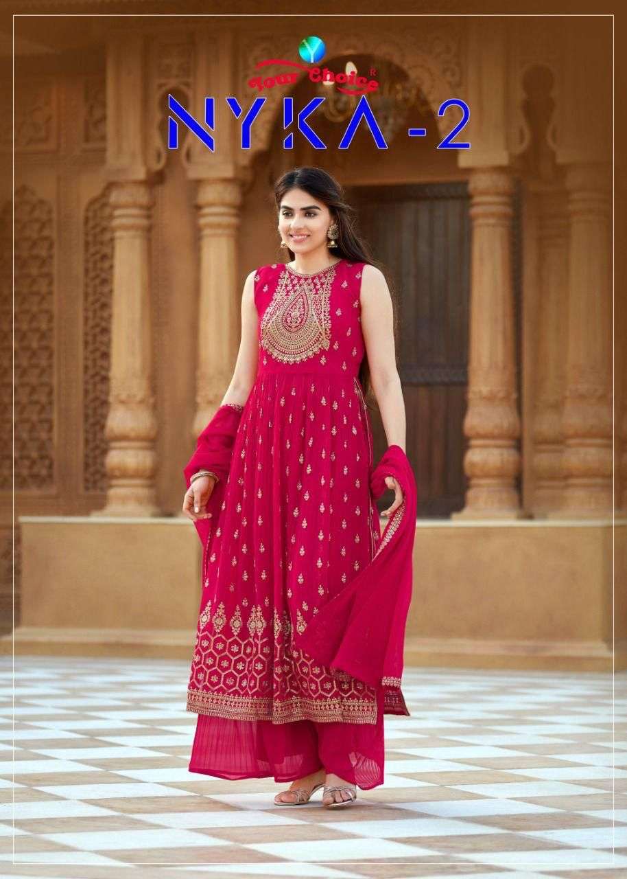 nykaa party wear dresses your choice nykaa vol-2 4405-4410 blooming georgette party wear collection  wholesale price