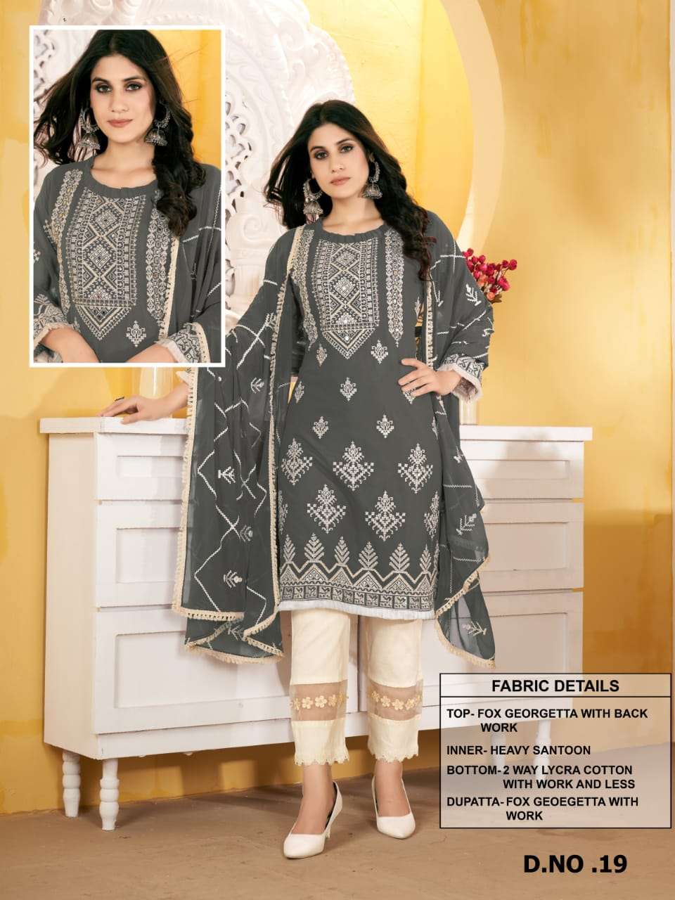 aarsh 19 heavy georgette with heavy embroidery salwar suits collection