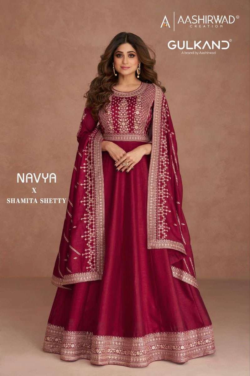 Aashirwad Creation 9646 Sadaf Purple Full Stitched Georgette Dress