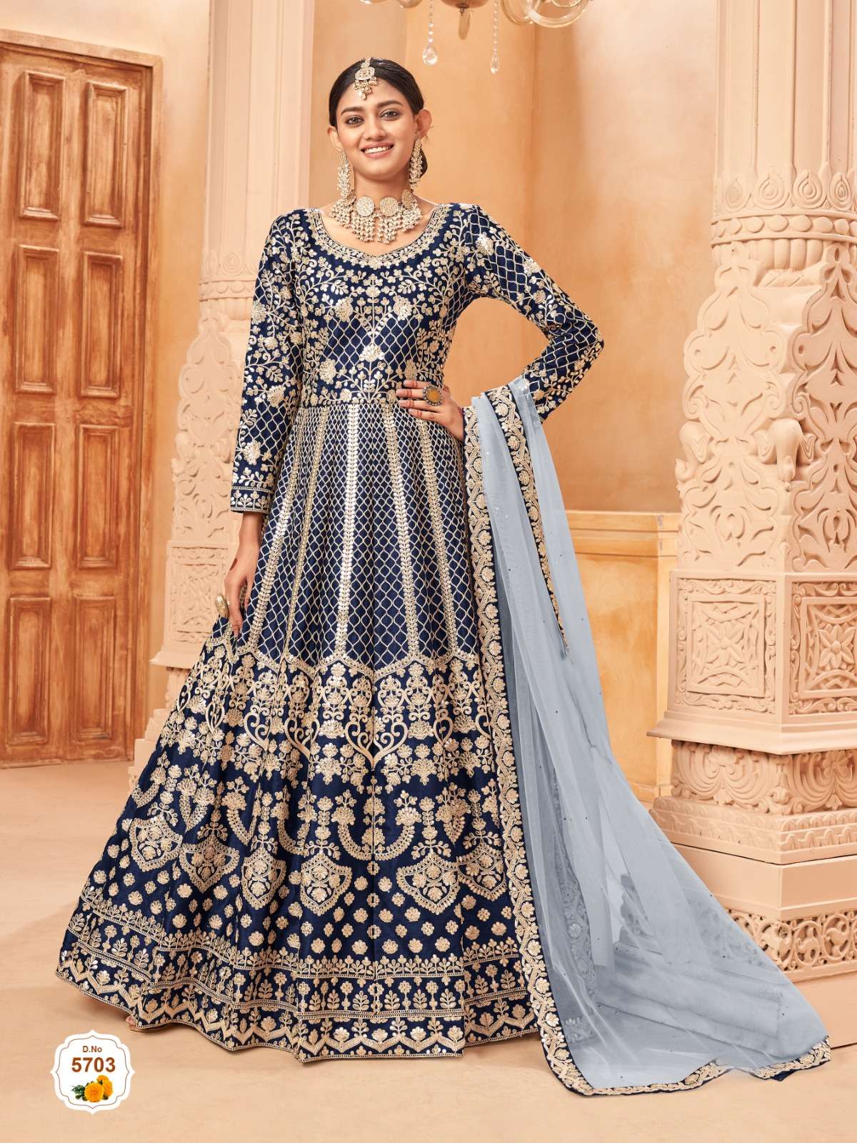 Net Party Wear Powder Blue Gown at Rs 14000 in New Delhi | ID: 20967363897