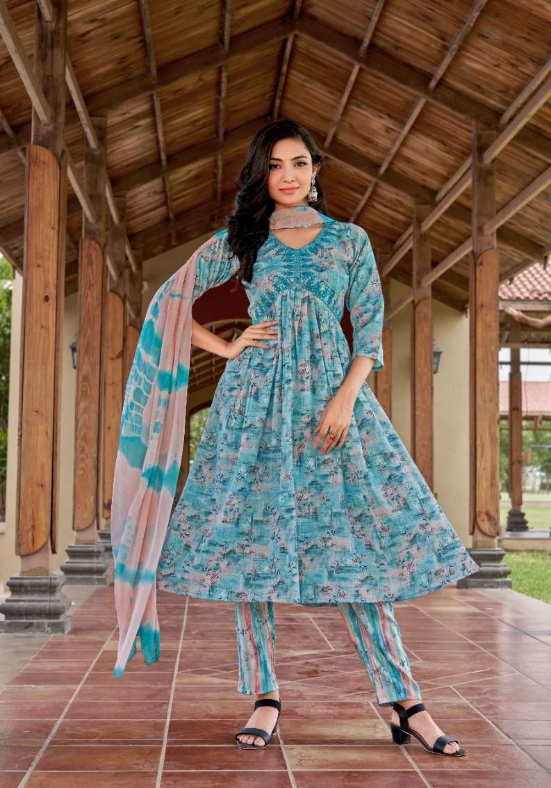 gulmohar by vitara fashion imported fabrics designer kurtis catalogue  design 2023