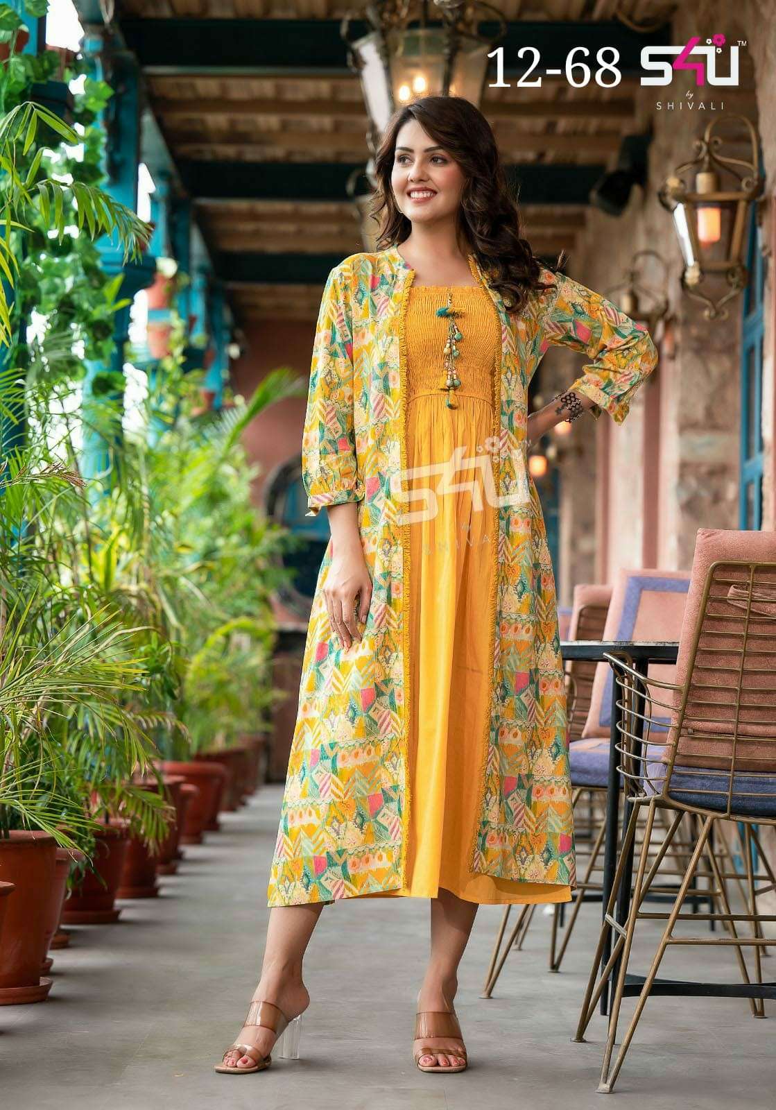 Cotton HELLO JACKETS VOL 6 BY S4U ELEGANT PARTY WEAR LONG KURTI WITH JACKET  at Rs 1249 in Surat