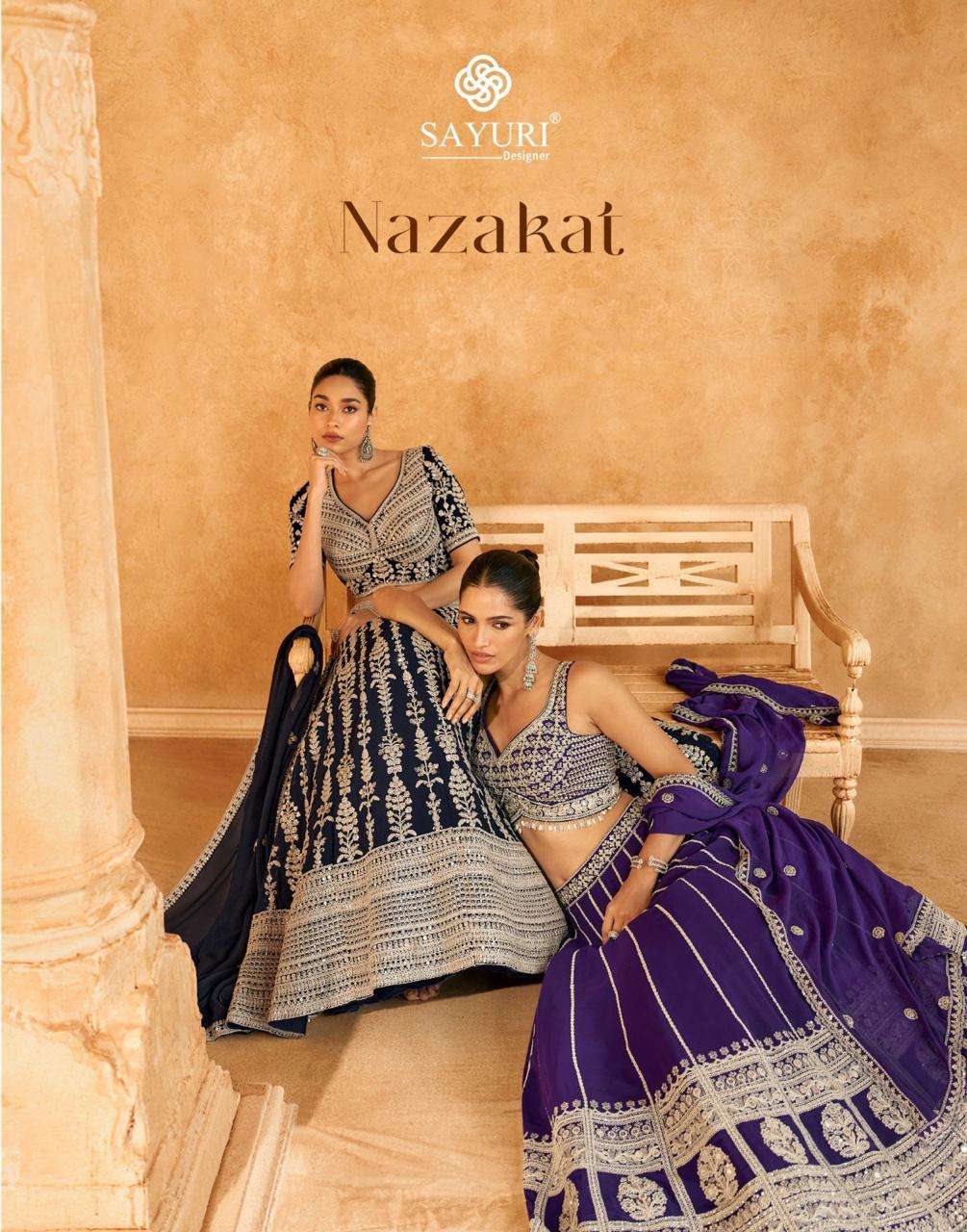 sayuri designer nazakat 5567-5569 series real georgette embroidered party  wear dress latest catalogue design 2024
