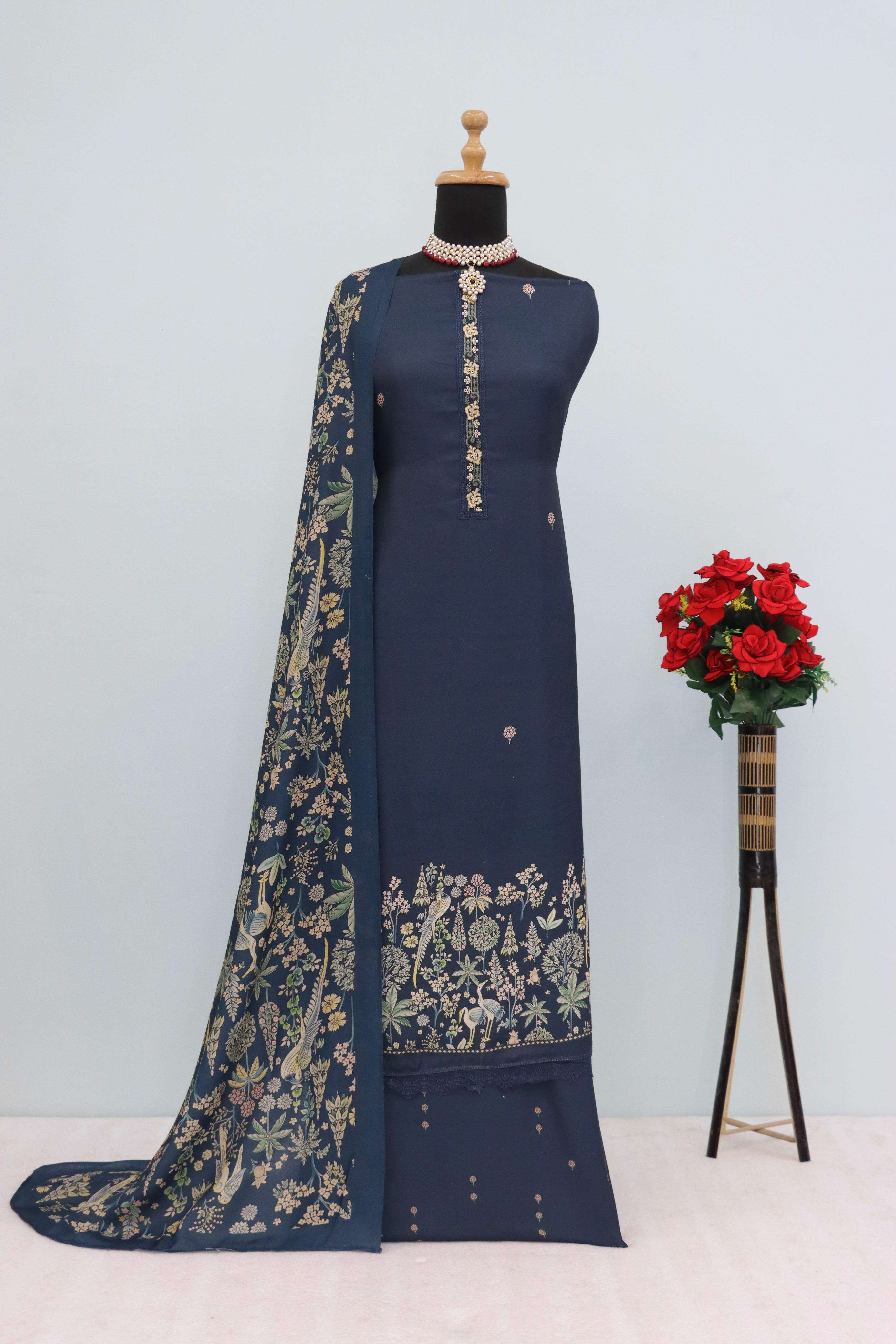 pashmina dress design Varsha Mizaaz Designer Pakistani Style Pashmina Silk Suit Collection