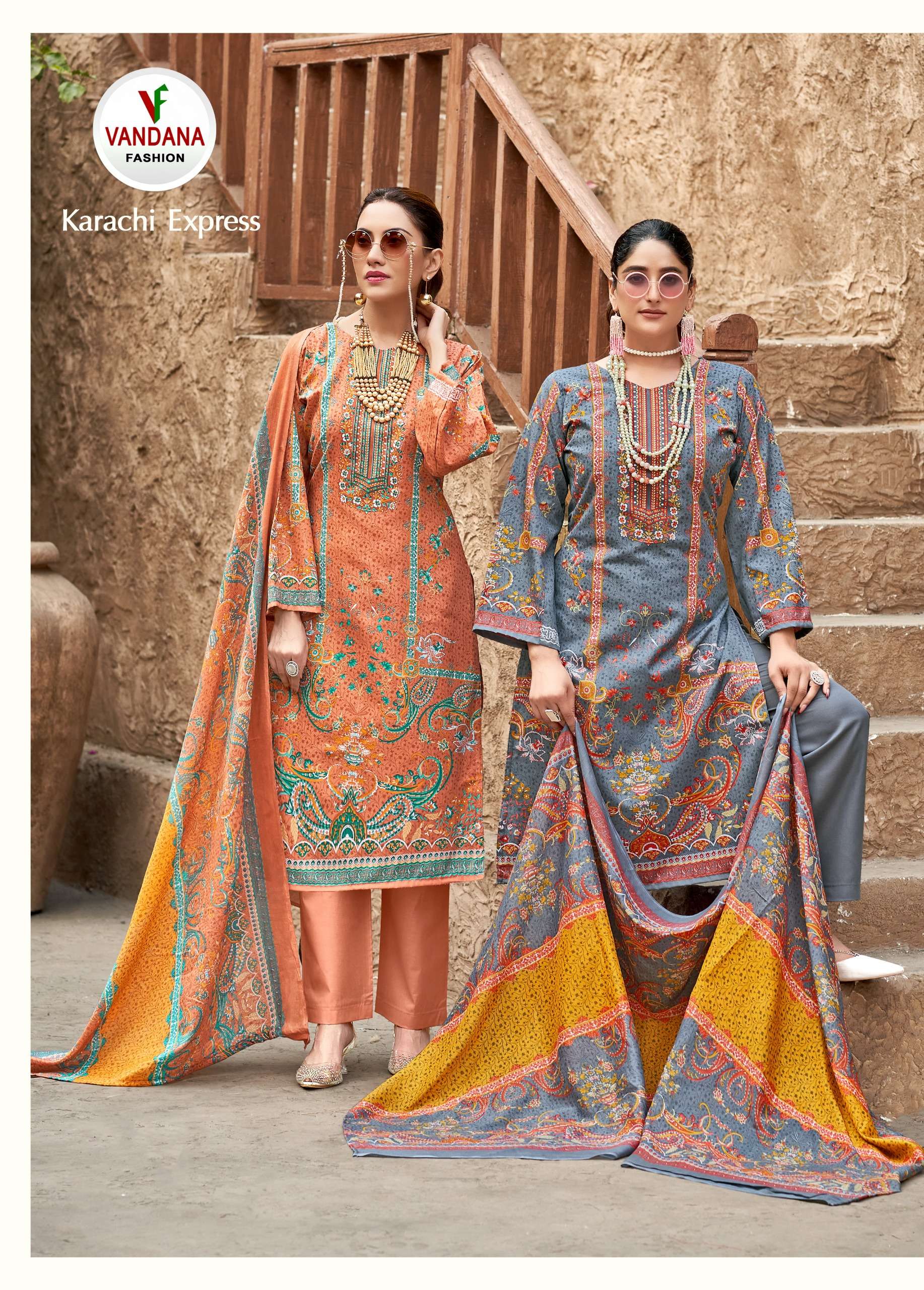 vandana fashion karachi express vol-6 cotton designer salwar kameez  catalogue online wholesale rate surat gujarat