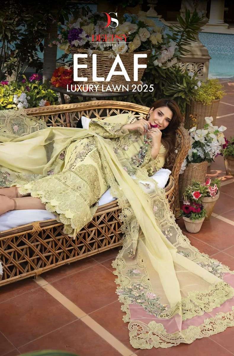 elaf luxury lawn-2025 by deepsy suit party wear embroidered cotton