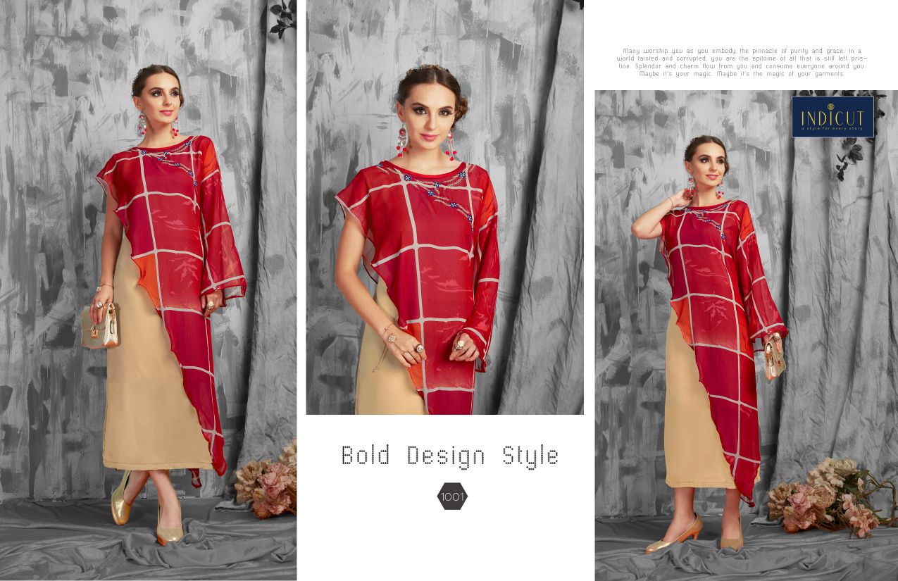 Indicut Divine Catalog Long Gown Type Party Wear Kurtis Collection Wholesaler Rate