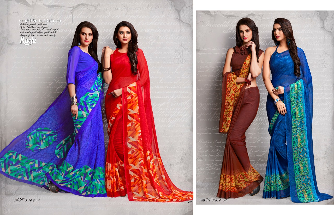 Ruchi Chiffon Series Issue 30 Chiffon Desginer Printed Sarees Casual Wear Collection Wholesaler In Surat