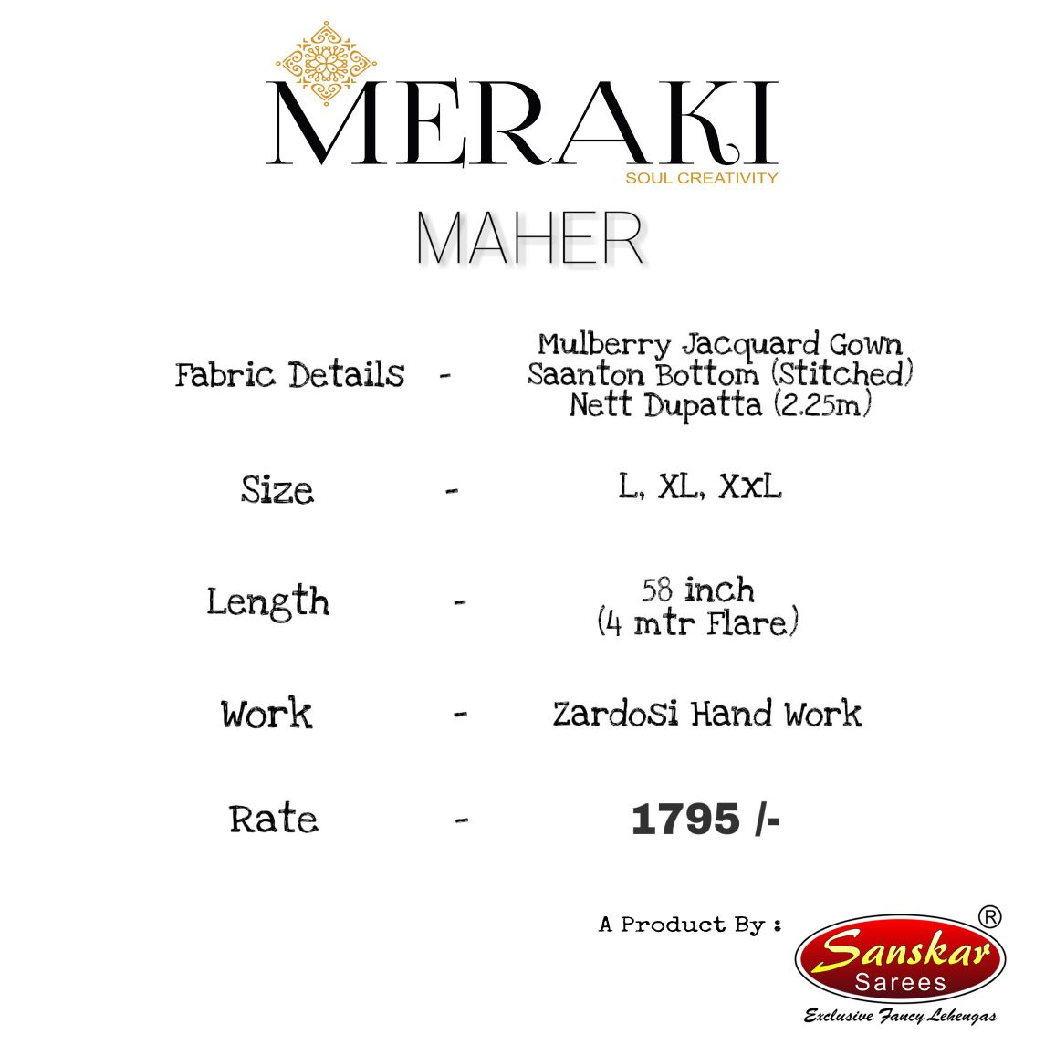 Meraki Meher Wholesale Designer Silk Party Wear Long Gown Collection Wholesale