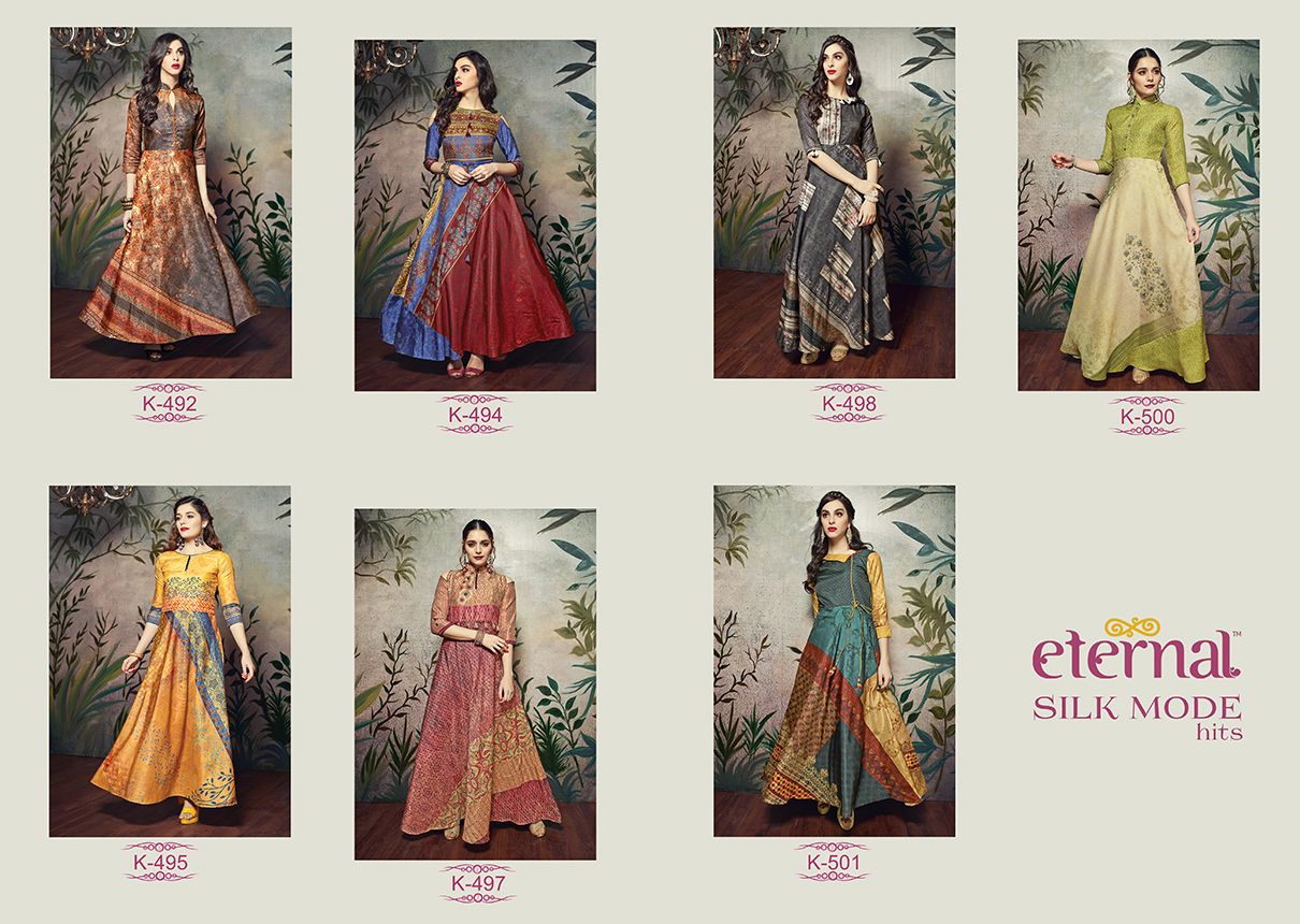Eternal By Silk Mode Hits Ladies Designer Kurti Digital Printed Manipuri Silk Wholesale Supplier At Surat