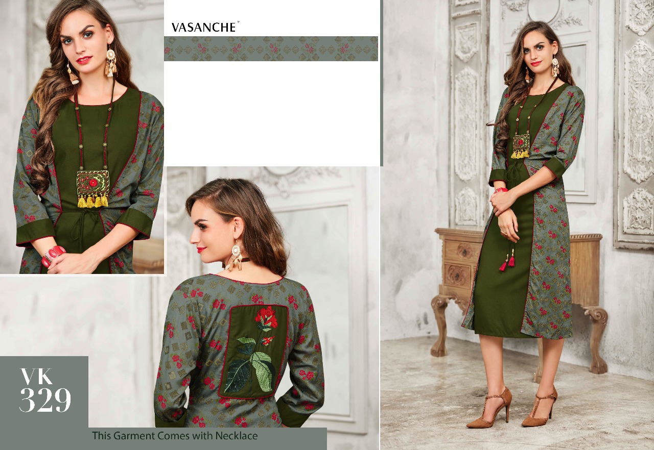 Vasanche Artistry Catalog Designer Silk And Rayon Party Wear Kurtis Wholesale Rate Supplier
