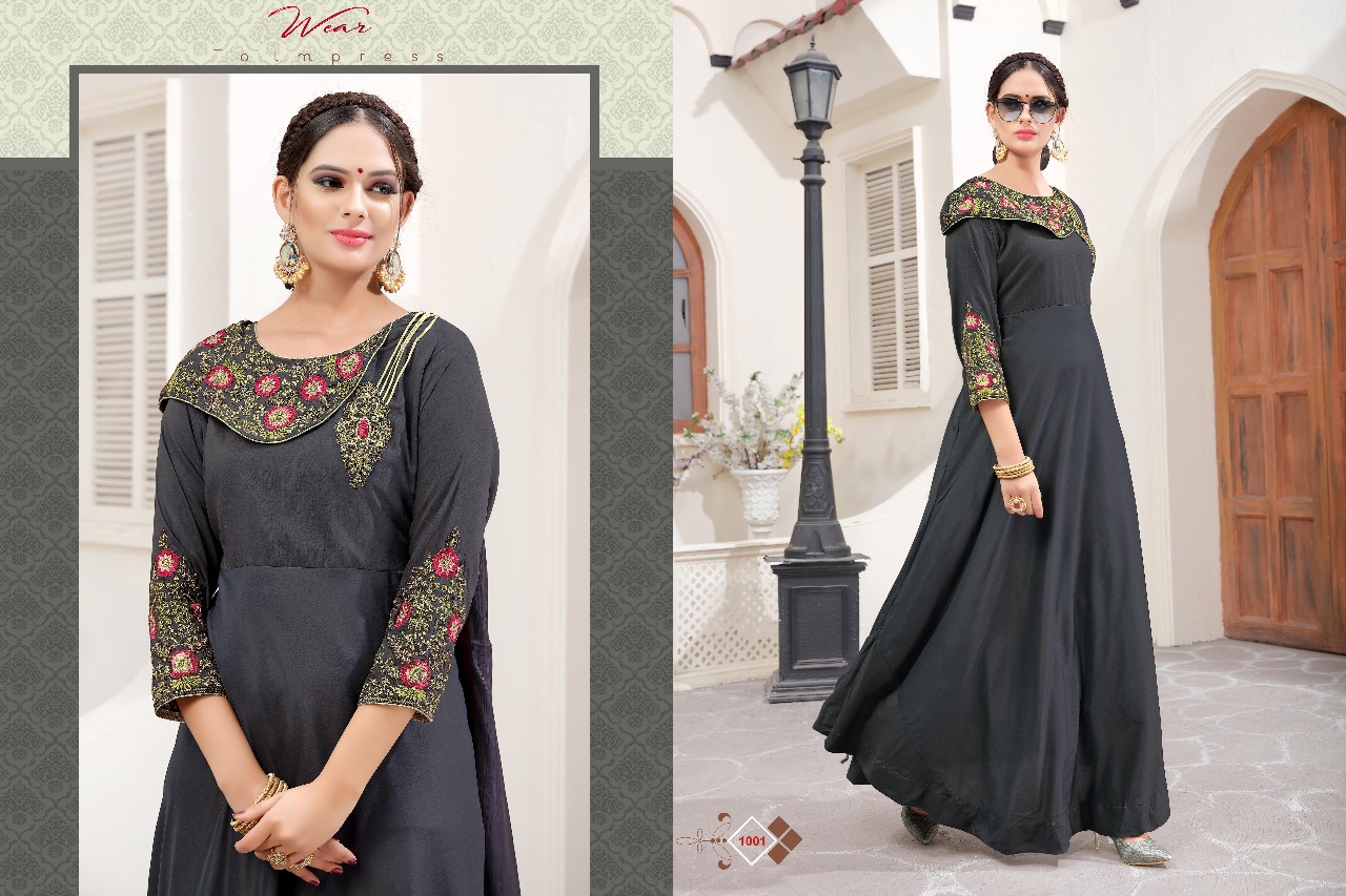 Kajri Style Pnchu Vol 3 Wholesale Designer Silk Long Gown Collection Wholesale Rate