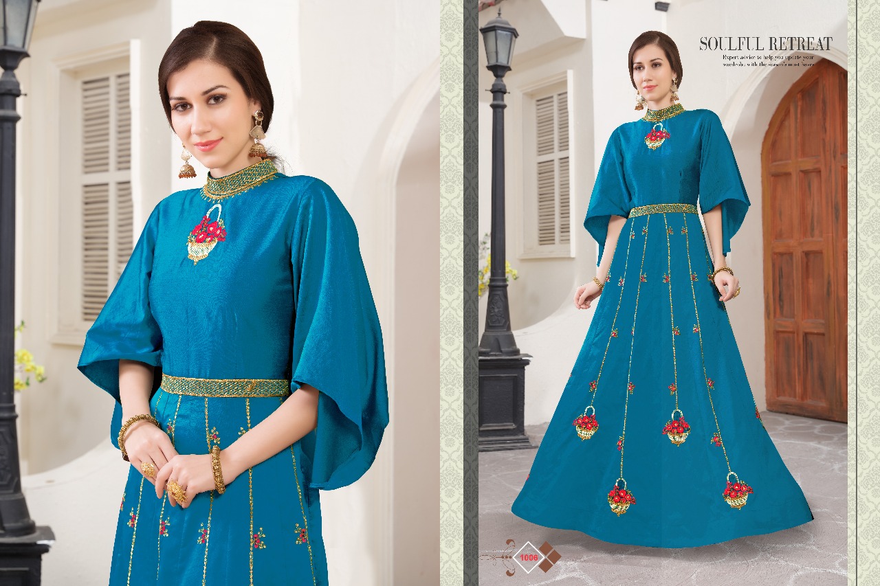 Kajri Style Pnchu Vol 3 Wholesale Designer Silk Long Gown Collection Wholesale Rate