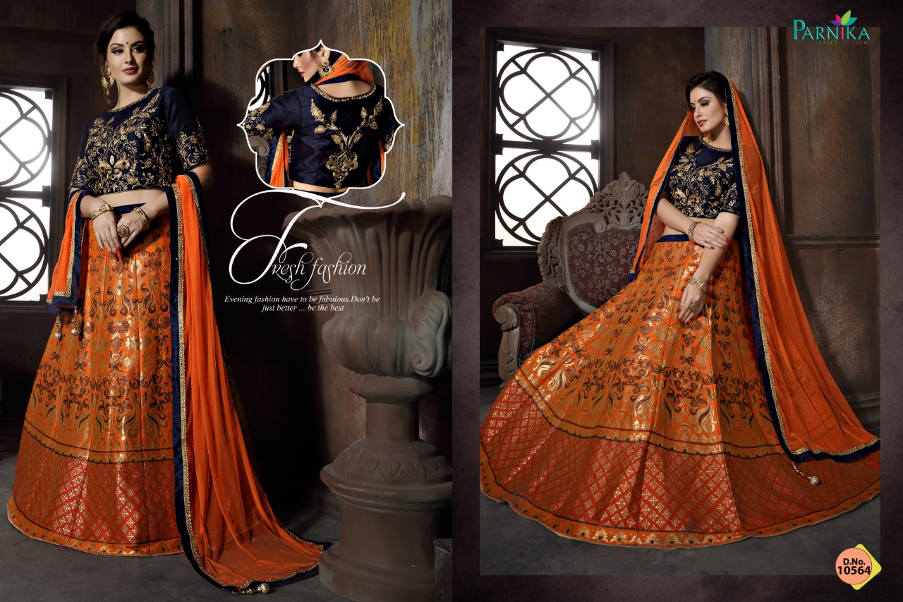 Parvati Fabrics Taabir Catalog Banarasi Silk Crop Top Lehenga Collection Wholesaler Rate Supplier