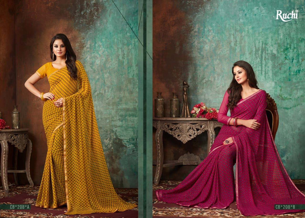 Ruchi Sarees Cadbury Issue 2 Catalog Chiffon Printed Sarees Collection Wholesale Rate From Surat