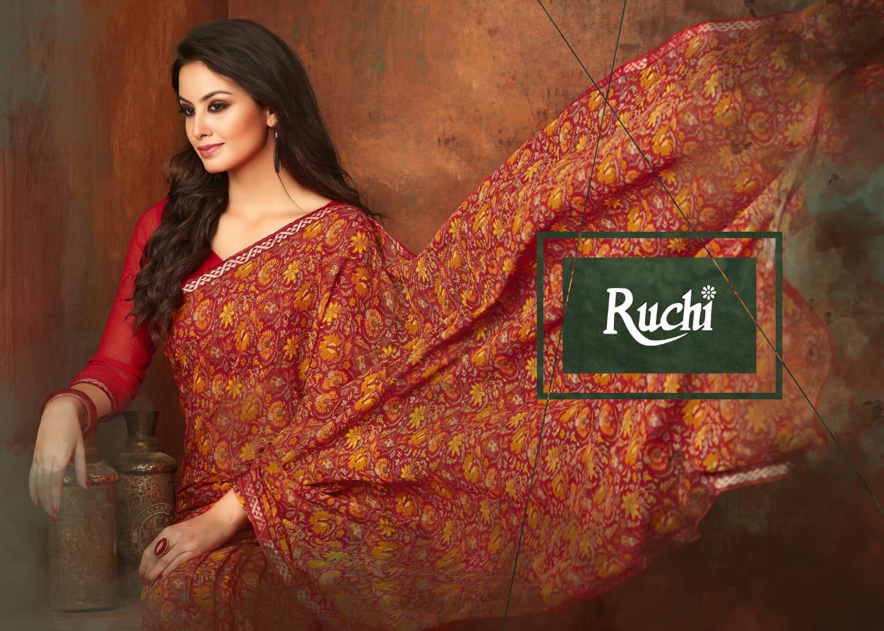 Ruchi Sarees Cadbury Issue 2 Catalog Chiffon Printed Sarees Collection Wholesale Rate From Surat