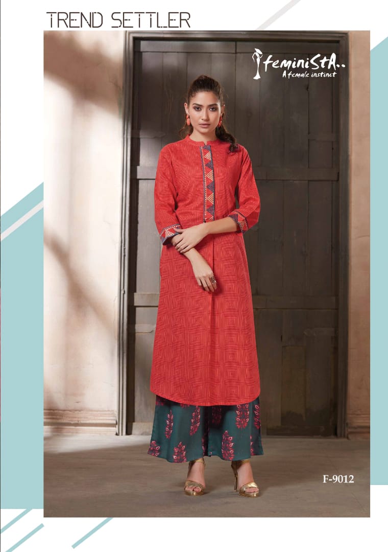Feminista Launch Hashtag 2 Catalog Rayon Kurtis With Plazzo Wholesale Rate Supplier From Surat